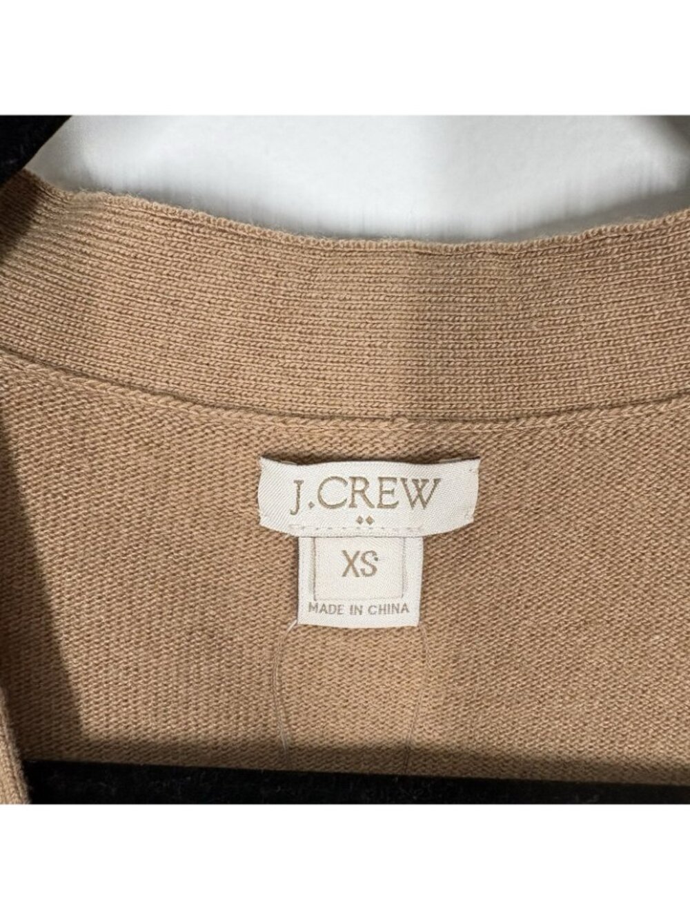 J.Crew Factory Women XS Camel Navy Merino Wool Blend Preppy Varsity Cardigan NWT - Picture 7 of 11